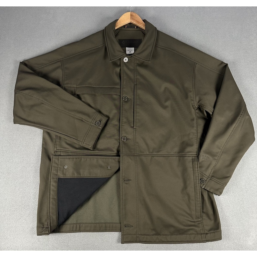 Columbia Jacket Mens 2XL Olive Green‎ XCO Softshell Fleece Lined Hunting Shacket